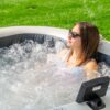 Intex 28452EX - PureSpa Vasca Idromassaggio Greystone Deluxe Quadrata, 6 posti, 170 Getti, Riscaldatore, PVC, Grigio, 195x195x71 cm