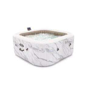 Intex 28464EX - PureSpa Vasca Idromassaggio Calacatta Quadrata, 4 posti, 140 Getti e 4 Jet, Riscaldatore, PVC, Multicolore, 175x175x71 cm