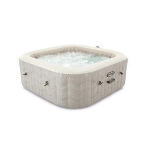 Intex 28472EX - PureSpa Vasca Idromassaggio Gonfiabile Chevron Deluxe Quadrata, 6 posti, 170 Getti, Riscaldatore, PVC, Multicolore, 195x195x71 cm