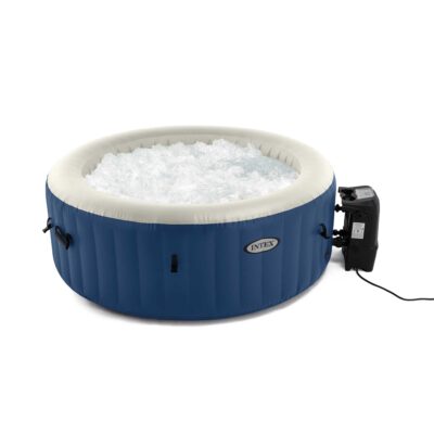 Intex 28486EX  PureSpa Bubble Blue Idromassaggio Gonfiabile, Rotonda, 4 posti, PVC, con 100 Getti e Accessori, Blu,  180x66 cm