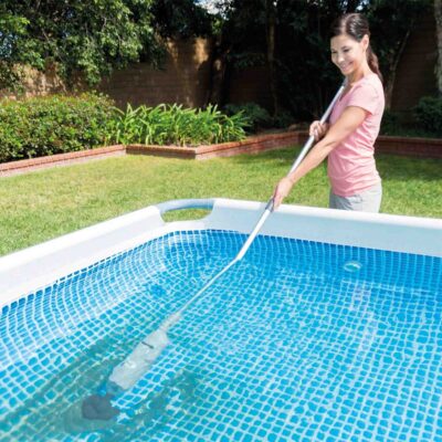 Intex 28620NP - Aspirapolvere Vacuum Ricaricabile per Piscine e Spa, con Asta 239 cm e due Teste Aspiratrici, Plastica, Grigio