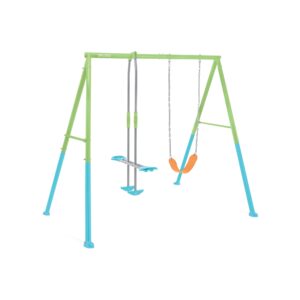 Intex 44120 - Altalena con Seggiolino e Dondolo, Acciaio, Verde e Azzurro, 249x249x203 cm