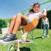 Intex 44125 - Altalena con Seggiolino e Dondolo Nido, Acciaio, Verde e Azzurro, 254x235x200 cm
