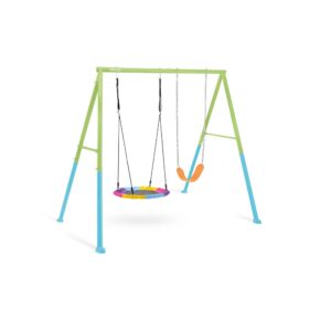 Intex 44125 - Altalena con Seggiolino e Dondolo Nido, Acciaio, Verde e Azzurro, 254x235x200 cm