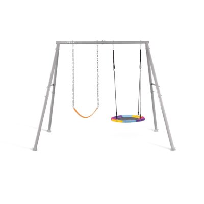 Intex 44126 - Altalena con Seggiolino e Dondolo Nido, Acciaio, Grigio, 254x235x200 cm
