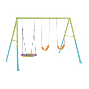 Intex 44133 - Altalena con Due Seggiolini e Dondolo Nido, Acciaio, Verde e Azzurro, 343x235x200 cm