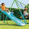 Intex 44151- Set Altalena e Scivolo Indipendente, con Due Seggiolini, Un Dondolo Nido e Un Dondolo Due Posti, Acciaio, Verde e azzurro, 442x235x200 cm
