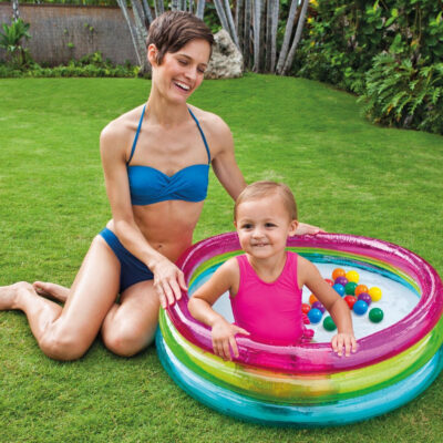 Intex 48674NP - Piscina Baby 3 Anelli con Palline Fun Ballz, Vinile, Multicolore, 86x25 cm