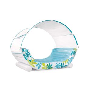 Intex 56294EU - Materassino Lounge Gonfiabile Mare Tropical, con Tettoia Parasole Removibile, PVC, Azzurro, 224x150x165 cm