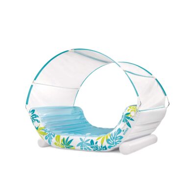 Intex 56294EU - Materassino Lounge Gonfiabile Mare Tropical, con Tettoia Parasole Removibile, PVC, Azzurro, 224x150x165 cm