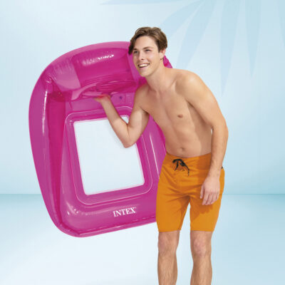 Intex 56802NP - Poltrona Gonfiabile Mare Trasparente con Retina Assortiti, Vinile, Multicolore, 104x102 cm