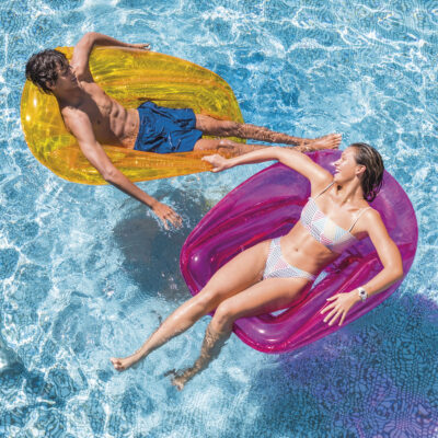 Intex 56802NP - Poltrona Gonfiabile Mare Trasparente con Retina Assortiti, Vinile, Multicolore, 104x102 cm