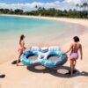 Intex 56827EU - Ciambella Gonfiabile Mare River Run Doppia, 2 posti, con mini frigo, PVC, Azzurro, 243x157 cm