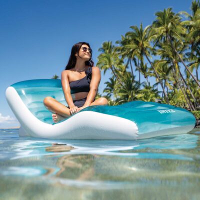Intex 56874EU - Materassino Gonfiabile Mare Splash Lounge, Vinile, Azzurro, 191x99 cm
