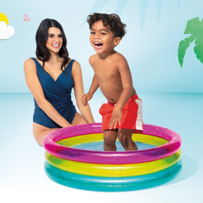 Intex 57104NP - Piscina Gonfiabile Baby Arcobaleno, Vinile, Multicolore, 86x25 cm