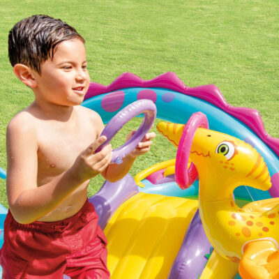 Intex 57135NP -  Piscina Gonfiabile Play Center Dinoland, Vinile, Multicolore, 302x229x112 cm