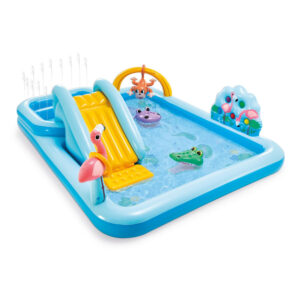 Intex 57161NP - Piscina Gonfiabile Play Center Avventure nella Giungla, Vinile, Multicolore, 244x198x71 cm