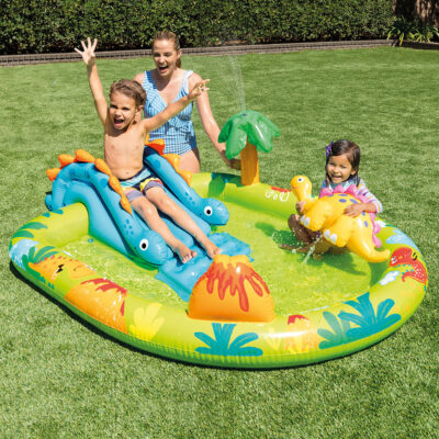 Intex 57166NP - Piscina Gonfiabile Play Center Dinosauri, Vinile, Multicolore, 191x152x58 cm