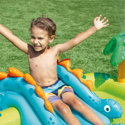 Intex 57166NP - Piscina Gonfiabile Play Center Dinosauri, Vinile, Multicolore, 191x152x58 cm