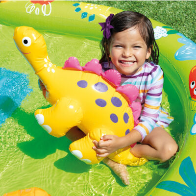 Intex 57166NP - Piscina Gonfiabile Play Center Dinosauri, Vinile, Multicolore, 191x152x58 cm