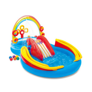 Intex 57453NP - Piscina Gonfiabile Playground Arcobaleno, Vinile, Multicolore, 297x193x135 cm
