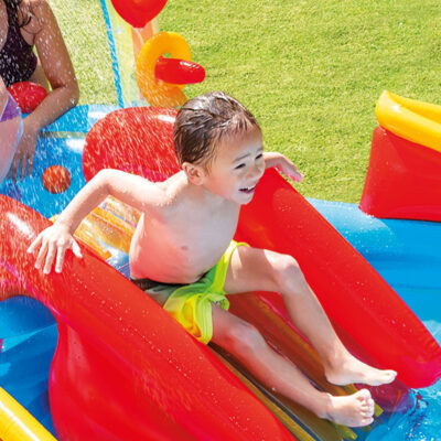Intex 57453NP - Piscina Gonfiabile Playground Arcobaleno, Vinile, Multicolore, 297x193x135 cm