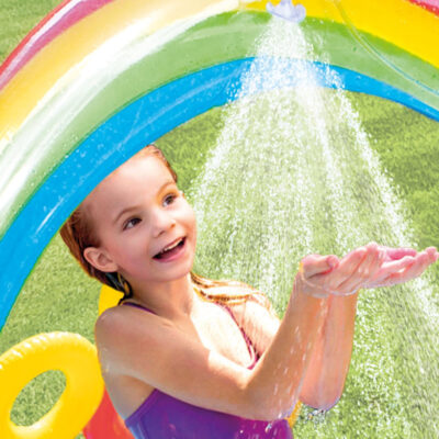 Intex 57453NP - Piscina Gonfiabile Playground Arcobaleno, Vinile, Multicolore, 297x193x135 cm