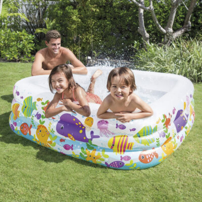 Intex 57471NP - Piscina Gonfiabile Acquario Assortiti, Vinile, Multicolore,159x159x50 cm
