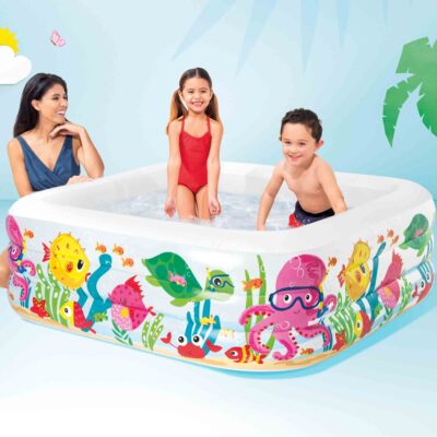 Intex 57471NP - Piscina Gonfiabile Acquario Assortiti, Vinile, Multicolore,159x159x50 cm