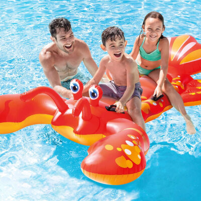 Intex 57528NP - Cavalcabile Gonfiabile Mare Aragosta, Vinile, Rosso, 213x137 cm