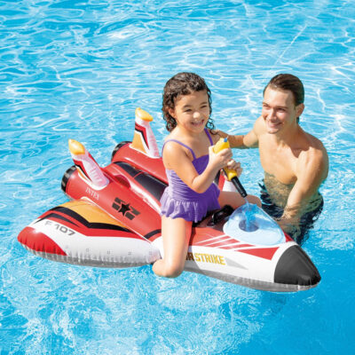 Intex 57536NP - Cavalcabile Gonfiabile Mare Aquascooter con Pistola ad Acqua, Vinile, Multicolore, 117x117 cm