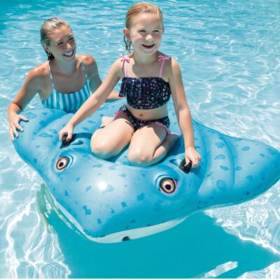 Intex 57576NP - Cavalcabile Gonfiabile Mare Manta, Vinile, Azzurro, 185x145 cm