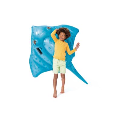 Intex 57576NP - Cavalcabile Gonfiabile Mare Manta, Vinile, Azzurro, 185x145 cm