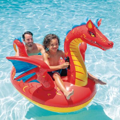 Intex 57577NP - Cavalcabile Gonfiabile Mare Drago Mistico, Vinile, Rosso, 198x173 cm