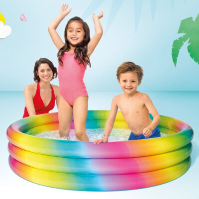 Intex 58439NP - Piscina Gonfiabile Arcobaleno, Vinile, Multicolore, 147x33 cm