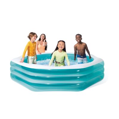 Intex 58492NP - Piscina Gonfiabile Swim Center Family Ottagonale, Vinile, Azzurro, 254x254x56 cm