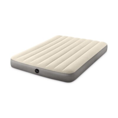 Intex 64103 - Materasso Gonfiabile Matrimoniale Dura-Beam Single-High, PVC, Crema, 152x203x25 cm
