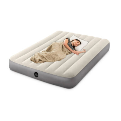Intex 64103 - Materasso Gonfiabile Matrimoniale Dura-Beam Single-High, PVC, Crema, 152x203x25 cm