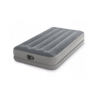 Intex 64112 - Materasso Gonfiabile Prestige Mid-Rise Singolo, con Pompa USB incorporata, PVC, Grigio, 99x191x30 cm