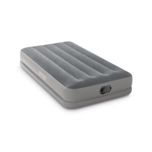 Intex 64112 - Materasso Gonfiabile Prestige Mid-Rise Singolo, con Pompa USB incorporata, PVC, Grigio, 99x191x30 cm