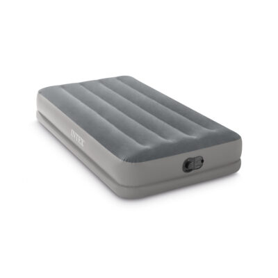 Intex 64112 - Materasso Gonfiabile Prestige Mid-Rise Singolo, con Pompa USB incorporata, PVC, Grigio, 99x191x30 cm