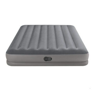 Intex 64114 - Materasso Gonfiabile Dura-Beam Prestige Mid-Rise Matrimoniale, con Pompa USB incorporata, PVC, Grigio, 152x203x30 cm