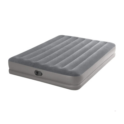 Intex 64114 - Materasso Gonfiabile Dura-Beam Prestige Mid-Rise Matrimoniale, con Pompa USB incorporata, PVC, Grigio, 152x203x30 cm