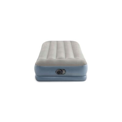 Intex 64116ND - Materasso Gonfiabile Dura-Beam Pillow Rest Mid-Rise Singolo, con Pompa Elettrica Incorporata, PVC, Grigio, 99x191x30 cm