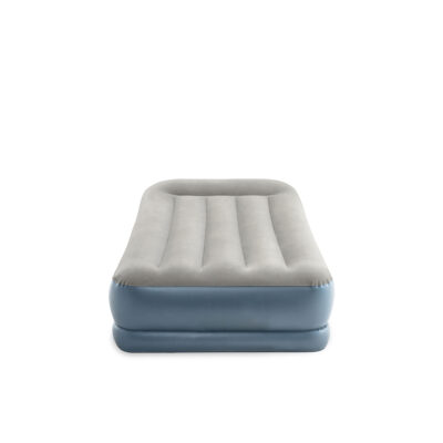 Intex 64116ND - Materasso Gonfiabile Dura-Beam Pillow Rest Mid-Rise Singolo, con Pompa Elettrica Incorporata, PVC, Grigio, 99x191x30 cm
