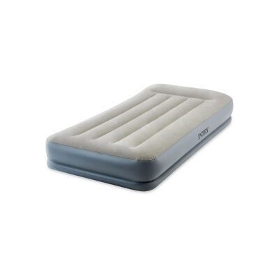 Intex 64116ND - Materasso Gonfiabile Dura-Beam Pillow Rest Mid-Rise Singolo, con Pompa Elettrica Incorporata, PVC, Grigio, 99x191x30 cm