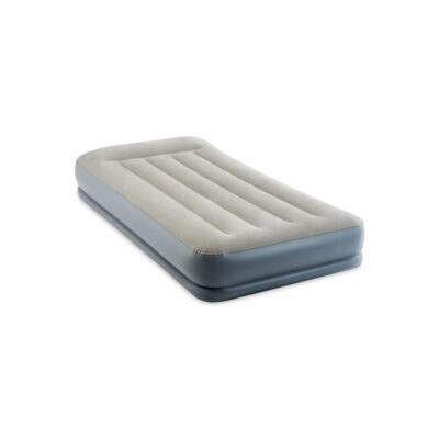 Intex 64116ND - Materasso Gonfiabile Dura-Beam Pillow Rest Mid-Rise Singolo, con Pompa Elettrica Incorporata, PVC, Grigio, 99x191x30 cm