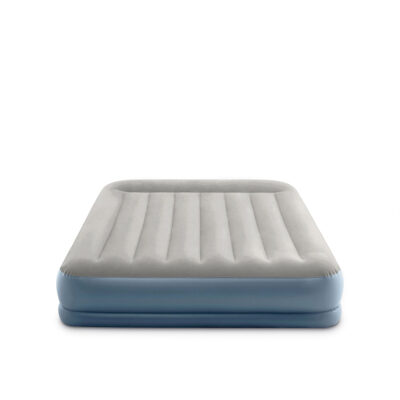 Intex 64118ND - Materasso Gonfiabile Dura-Beam Pillow Rest Mid-Rise Matrimoniale, con Pompa Elettrica Incorporata, PVC, Grigio, 152x203x30 cm