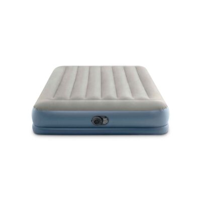 Intex 64118ND - Materasso Gonfiabile Dura-Beam Pillow Rest Mid-Rise Matrimoniale, con Pompa Elettrica Incorporata, PVC, Grigio, 152x203x30 cm