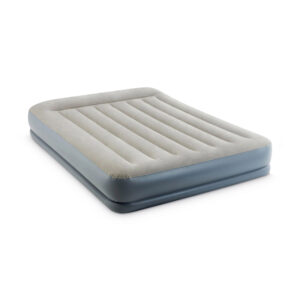 Intex 64118ND - Materasso Gonfiabile Dura-Beam Pillow Rest Mid-Rise Matrimoniale, con Pompa Elettrica Incorporata, PVC, Grigio, 152x203x30 cm